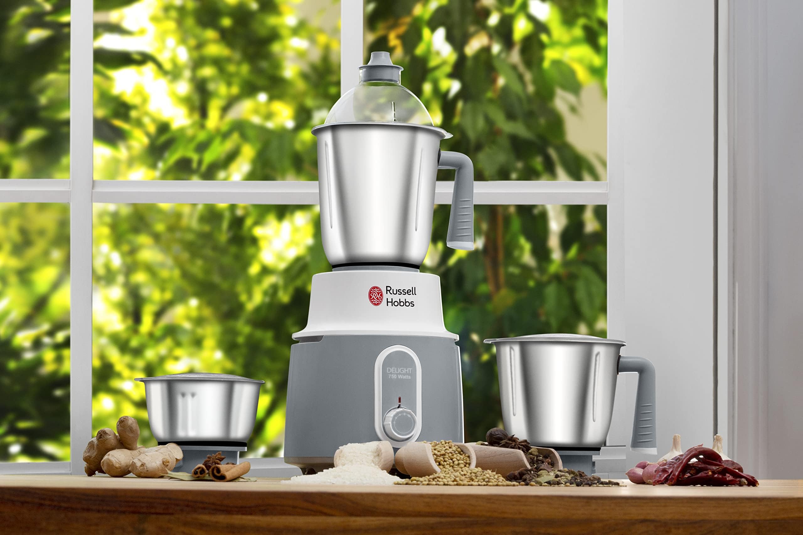Russell Hobbs 3-in-1 MIXER GRINDER 750W Multifunctional Grinder with St. Steel Leak proof Jars & Blades 3 Speed مطحنة وخلاط بتصميم 3 في 1 متعدد الوظائف بقدرة 750 واط من راسل هوبز باوعية مضادة للتسرب وشفرات من الستانلس ستيل، 3 سرعات Russell Hobbs 3-in-1 MIXER GRINDER 750W Multifunctional Grinder with St. Steel Leak proof Jars & Blades 3 Speed مطحنة وخلاط بتصميم 3 في 1 متعدد الوظائف بقدرة 750 واط من راسل هوبز باوعية مضادة للتسرب وشفرات من الستانلس ستيل، 3 سرعات